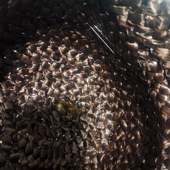 Vintage 1950s/1960s Brown Woven Straw Brimmed Floral Net Hat Church Garden Party main image 7